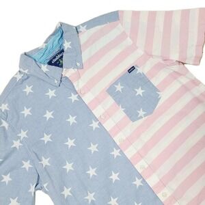 Chubbies The Uncle Sam Stars Stripes Friday Shirt‎ L Red White Blue Short Sleeve